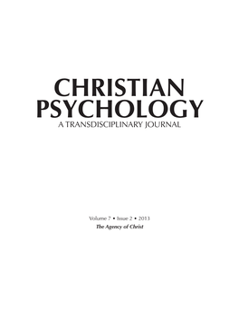 Christian Psychology a Transdisciplinary Journal