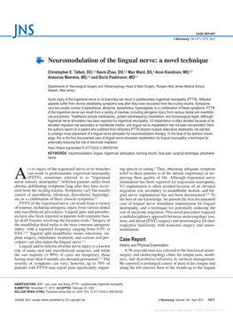 Neuromodulation of the Lingual Nerve: a Novel Technique
