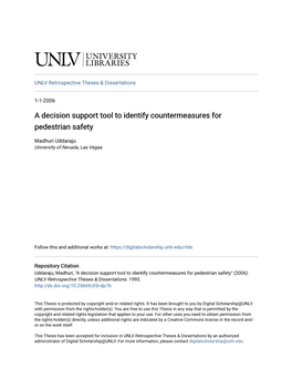 A Decision Support Tool to Identify Countermeasures for Pedestrian Safety