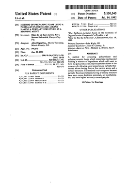 ||||||||IHIII US005 130345A United States Patent (19) 11) Patent Number: 5,130,345 Li Et Al