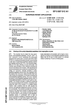 Cloning of the Prolyl-Dipeptidyl-Peptidase from Aspergillus Oryzae