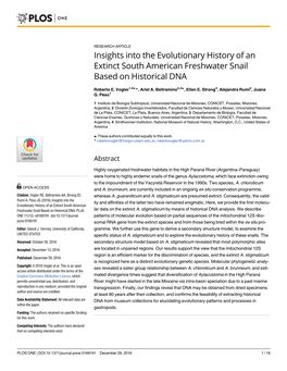 Insights Into the Evolutionary History of an Extinct South American Freshwater Snail Based on Historical DNA