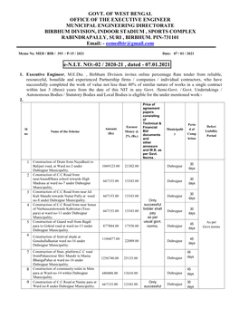 E-N.I.T. NO:-02 / 2020-21 , Dated - 07.01.2021