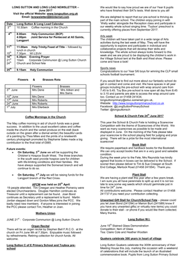 LONG SUTTON and LONG LOAD NEWSLETTER – We Would Like to Say How Proud We Are of Our Year 6 Pupils June 2017 Who Have Finished Their Sats Tests