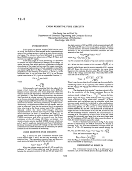 Cmos Resistive Fuse Circuits