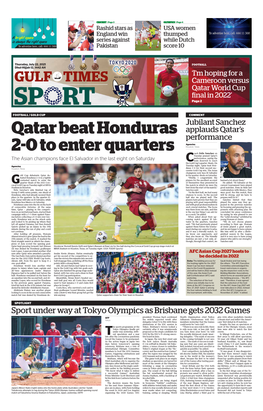 Qatar Beat Honduras 2-0 to Enter Quarters