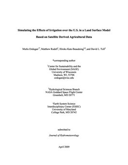 Simulating the Effects of Irrigation Over the U.S. in a Land Surface Model