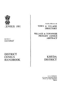 District Census Handbook, Kheda, Part XIII-A & B, Series-5