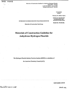 2004/12/27-LES Prefiled Exhibit 135-M, Hydrogen Fluoride Industry