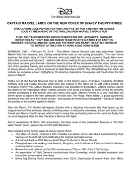 Captain Marvel Lands on the New Cover of Disney Twenty-Three