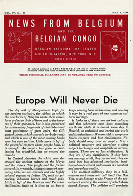 News from Belgium and the Belgian Congo