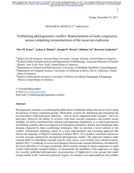 Verbalizing Phylogenomic Conflict: Representation of Node Congruence Across Competing Reconstructions of the Neoavian Explosion