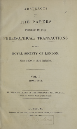 the Papers Philosophical Transactions