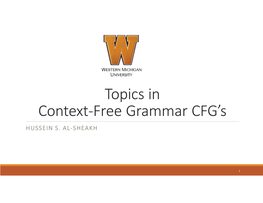 Topics in Context-Free Grammar CFG's