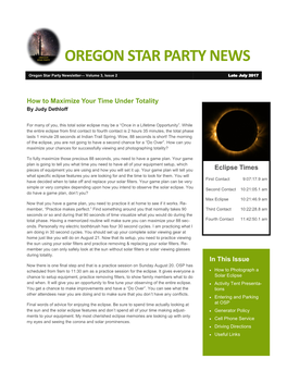 Oregon Star Party News