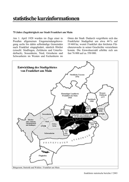 75 Jahre Zugehörigkeit Zur Stadt Frankfurt Am Main, FSB 2003/1