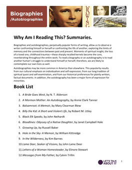 Summaries. Book List