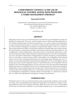 Compatibility Conflict: Is the Use of Biological Control Agents with Pesiticides a Viable Management Strategy?