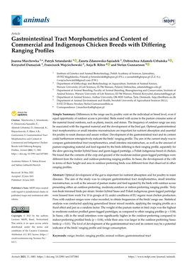 Gastrointestinal Tract Morphometrics and Content of Commercial and Indigenous Chicken Breeds with Differing Ranging Proﬁles