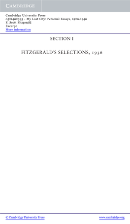 Fitzgerald's Selections, 1936
