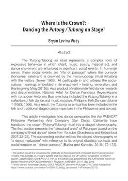 Where Is the Crown?: Dancing the Putong / Tubong on Stage1