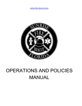 Sunrise Fire Rescue Operations and Policy Manual