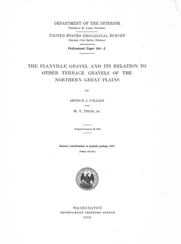 The Flaxville Gravel and ·Its Relation to Other Terrace Gravels of the Northern Great Plains