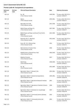 Government Series RG 3-23 Premier Leslie M. Frost General Correspondence