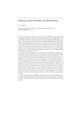 Selberg's Trace Formula: an Introduction