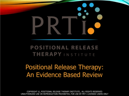 Positional Release Therapy: an Evidence Based Review