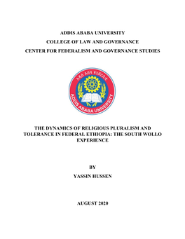 Addis Ababa University College of Law and Governance Center for Federalism and Governance Studies