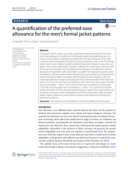 A Quantification of the Preferred Ease Allowance for the Men's Formal