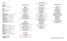 Cocktail Menu