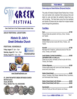 2018 Greek Festival Menu Only.Pub