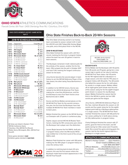 Ohio State Finishes Back-To-Back 20-Win Seasons