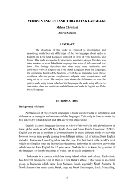 Verbs in English and Toba Batak Language