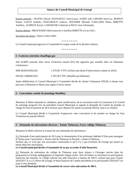 Séance Du Conseil Municipal De Gourgé 1- Contrats Entretien