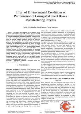 Effect of Environmental Conditions on Performance of Corrugated Sheet Boxes Manufacturing Process