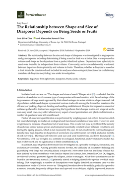 The Relationship Between Shape and Size of Diaspores Depends on Being Seeds Or Fruits