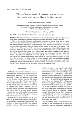 Three-Dimensional Ultrastructure of Taste Bud Cells and Nerve Fibers in the Mouse