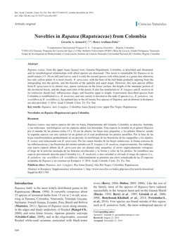 Novelties in Rapatea (Rapateaceae) from Colombia Gerardo A