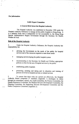 A General Brief About the Hospital Authority