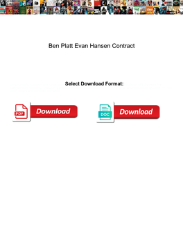 Ben Platt Evan Hansen Contract