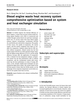 Diesel Engine Waste Heat Recovery System Comprehensive Optimization Based on System and Heat Exchanger Simulation