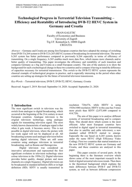 Efficiency and Rentability of Introducing DVB-T2 HEVC System in Germany and Croatia