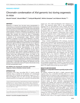 Chromatin Condensation of Xist Genomic Loci During Oogenesis In