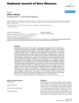 Orphanet Journal of Rare Diseases Biomed Central