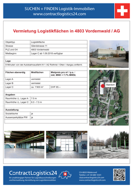 Vermietung Logistikflächen in 4803 Vordemwald / AG SUCHEN +