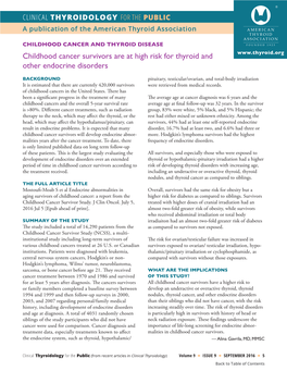 Childhood Cancer Survivors Are at High Risk for Thyroid and Other