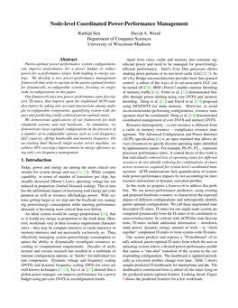 Node-Level Coordinated Power-Performance Management Rathijit Sen David A